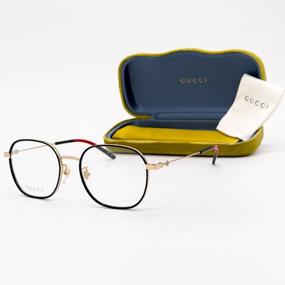 NEW GUCCI EYEGLASSES GG1198OA 001 BLACK/GOLD UNISEX AVIATOR EYEWEAR GUCCI - Picture 2 of 12
